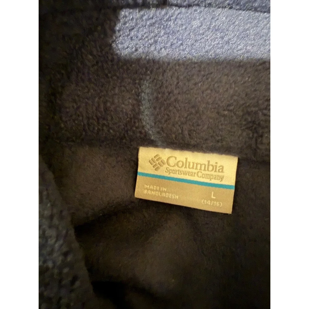 Columbia Kids Fleece Jacket Blue Navy Colorblock Full Zip‎ Gorpcore Size L 14/16